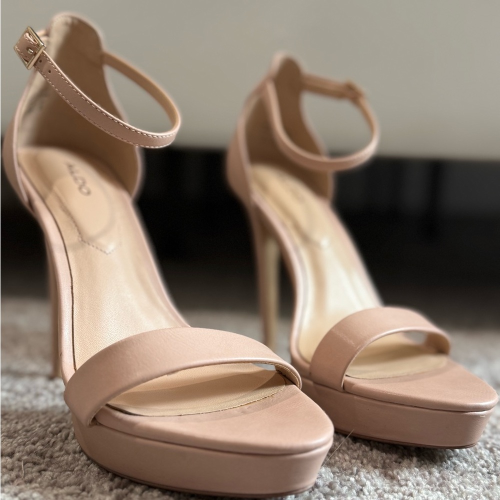 Aldo Tan Stiletto Heels with Ankle Strap